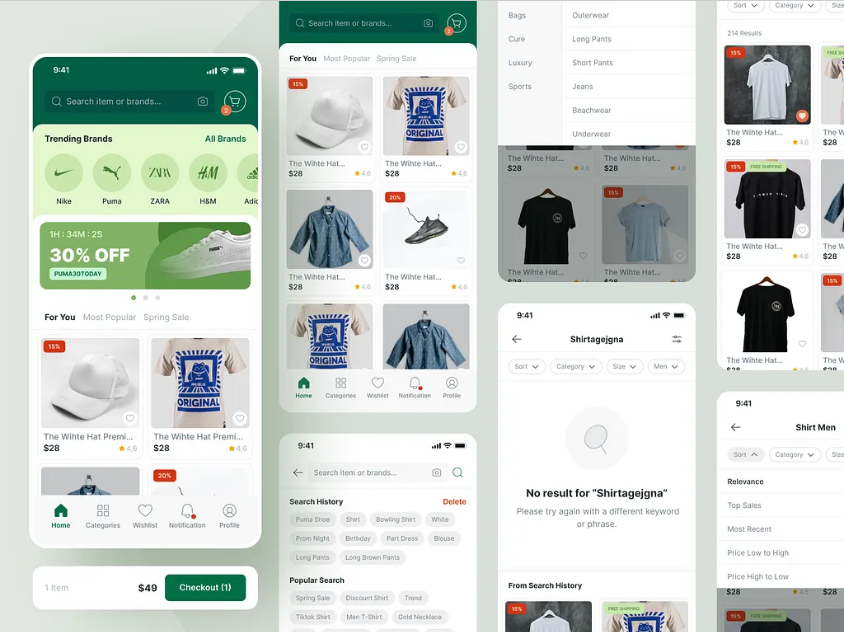 Multi vendor marketplace mobile app UI