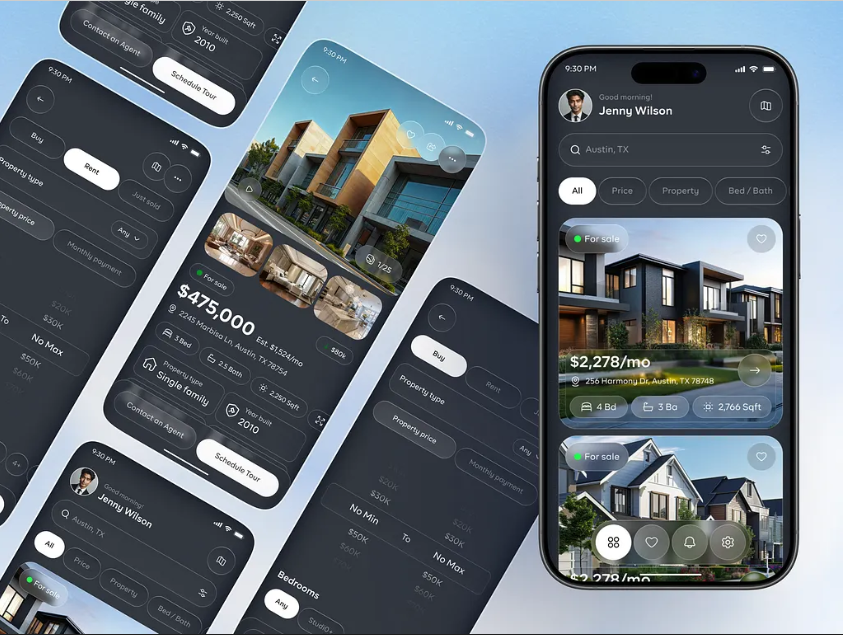 Real estate property listing mobile app UI