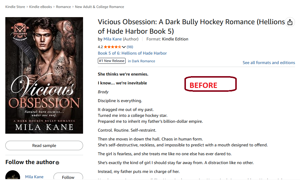 Vicious Obsession, Hellions of Hade Harbor Book 5 before