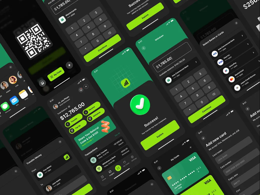 Fintech banking and cards mobile app UI