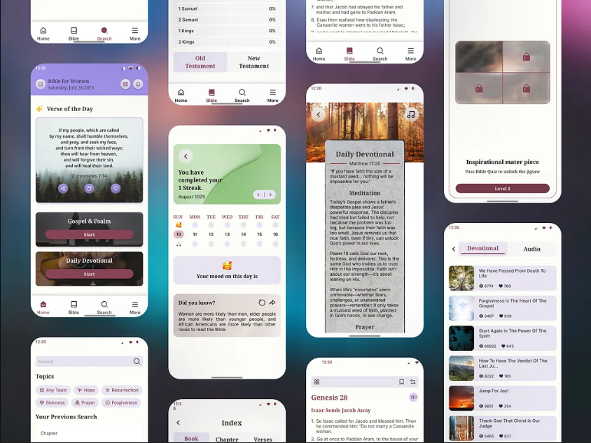 Bible and devotional mobile app UI