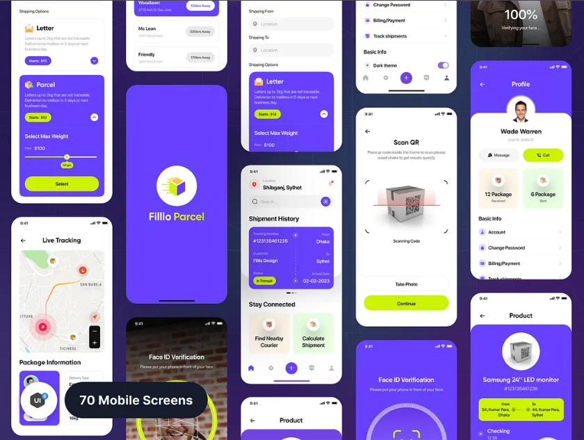 Parcel delivery mobile app UI