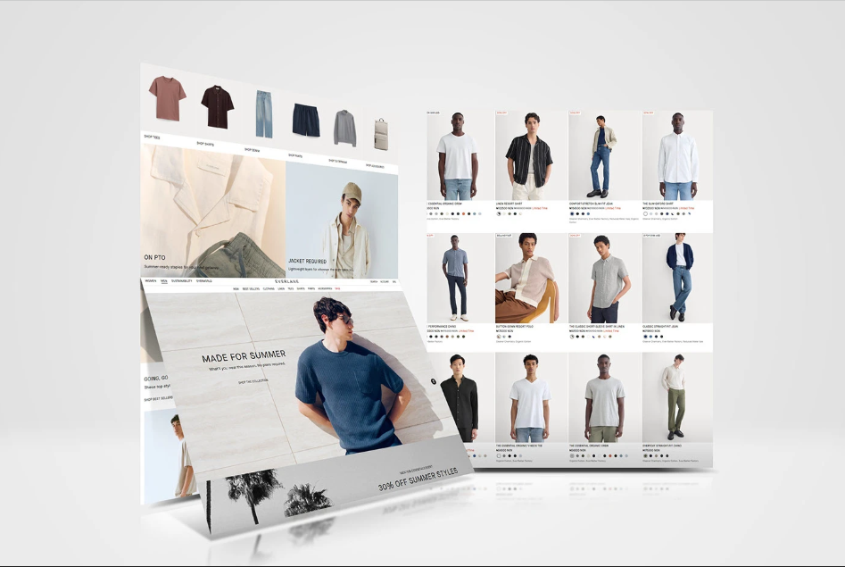 Everlane Shopify menswear storefront and product listing design