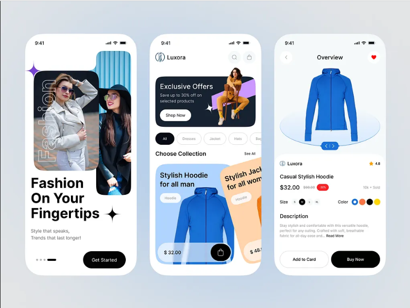 Fashion ecommerce mobile app UI